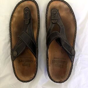 Finn-comfort Brown Sandals Leather Women's Size 8.5 Adjustable Strap Toe